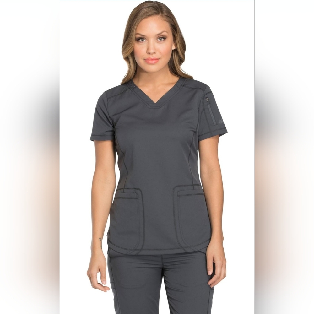 Dickies Dynamix Women's Scrub Top, Athletic-Inspired V-Neck, Moisture Wicking